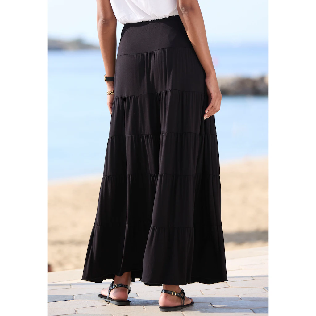 Beachtime Maxirock mit Volants elastischer Jerseyrock Strandrock im Angebot