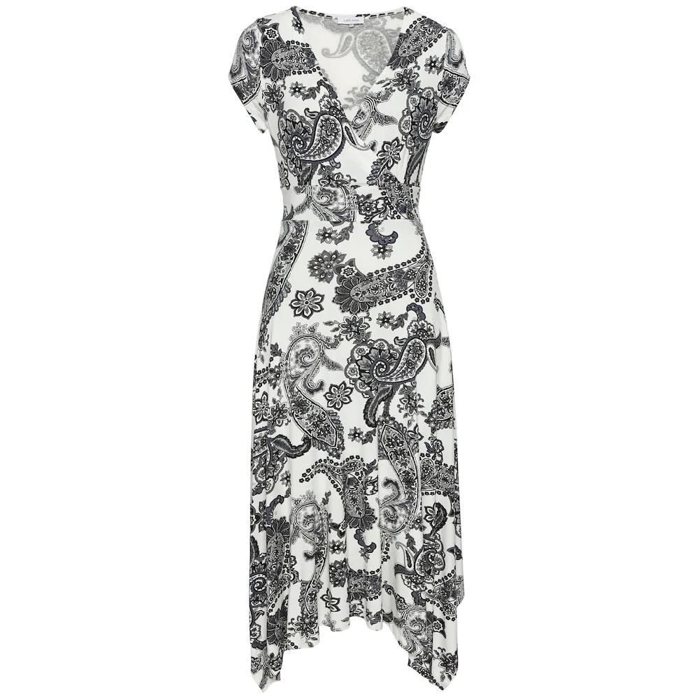 LASCANA Sommerkleid mit Zipfelsaum und Schleife in der Taille Strandkleid Paisley-Muster Schlussverkauf