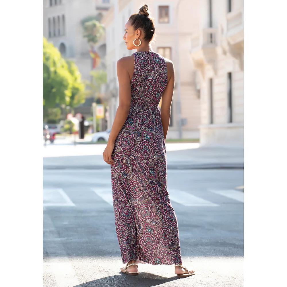 LASCANA Maxikleid mit Paisleymuster und verstellbarem Ausschnitt Sommerkleid Sonderangebot