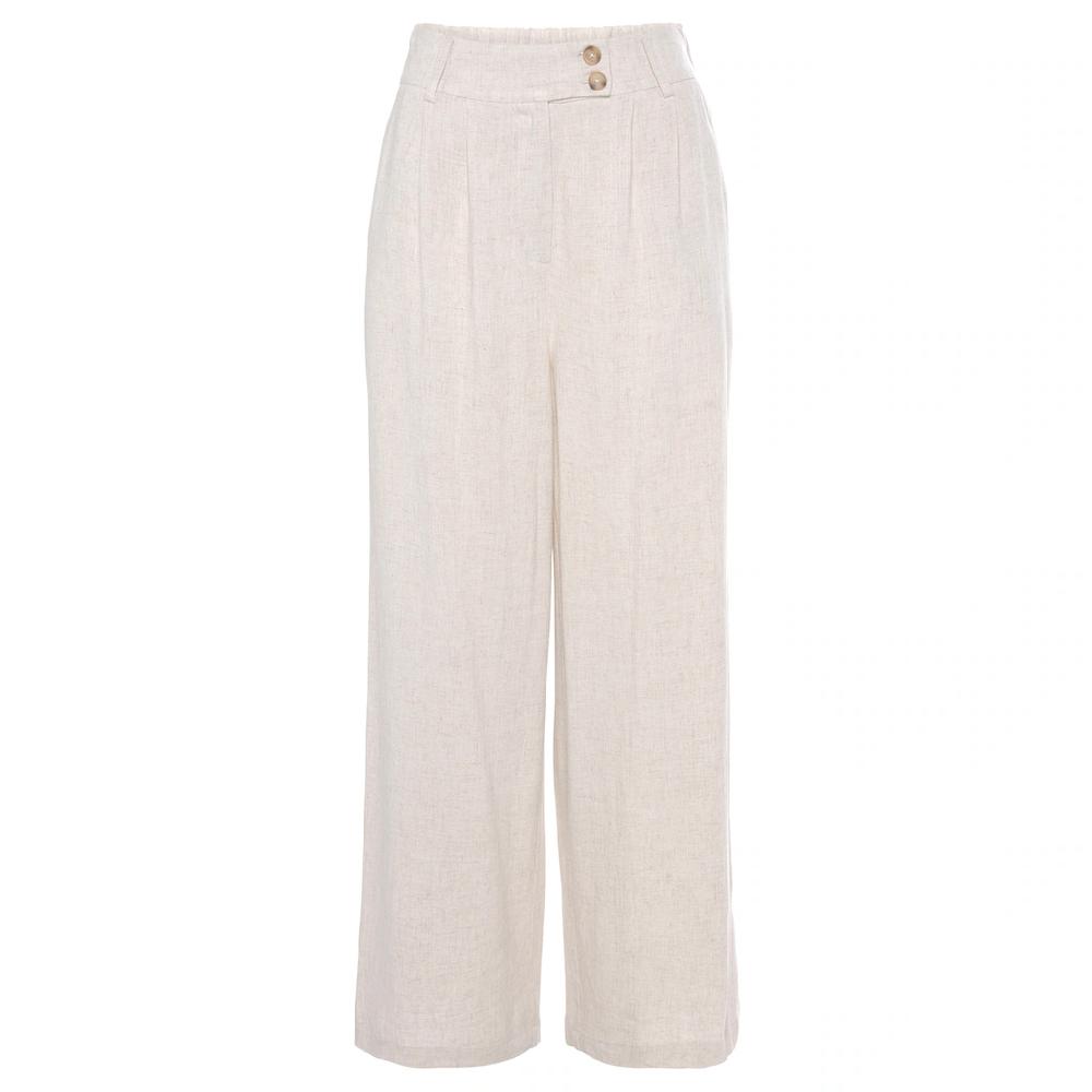 LASCANA Bundfaltenhose mit Taschen und Knopfdetail weites Bein Leinenhose Sommerhose Top Angebot