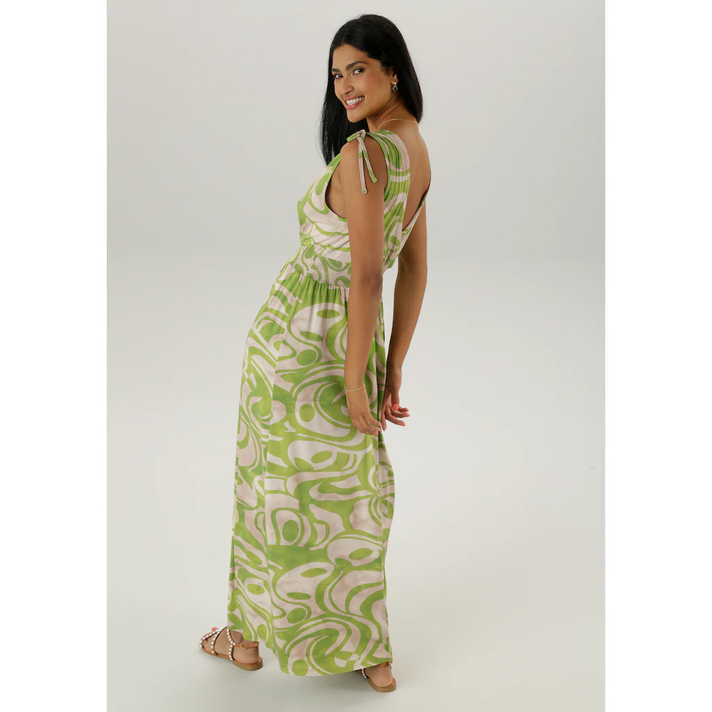 Aniston SELECTED Sommerkleid mit breiten Trägern zum Raffen -NEUE KOLLEKTION Räumungsverkauf