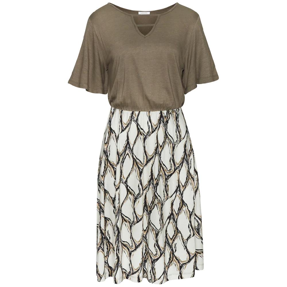 LASCANA Jerseykleid mit Cut-Out Shirtkleid Damen weite Ärmel Alloverprint Wochenangebot