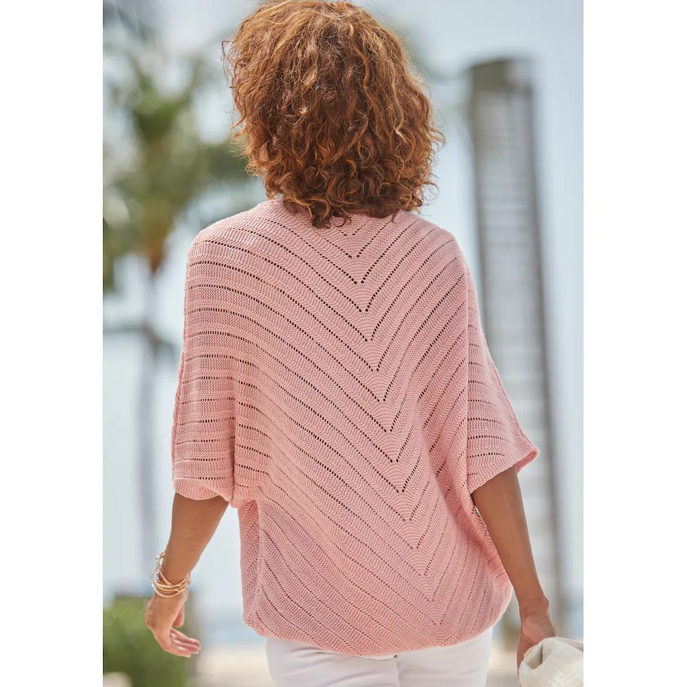 LASCANA Ajourpullover mit kurzen Ärmeln lockerer Strickpullover aus Baumwolle Bis zu 65% Rabatt