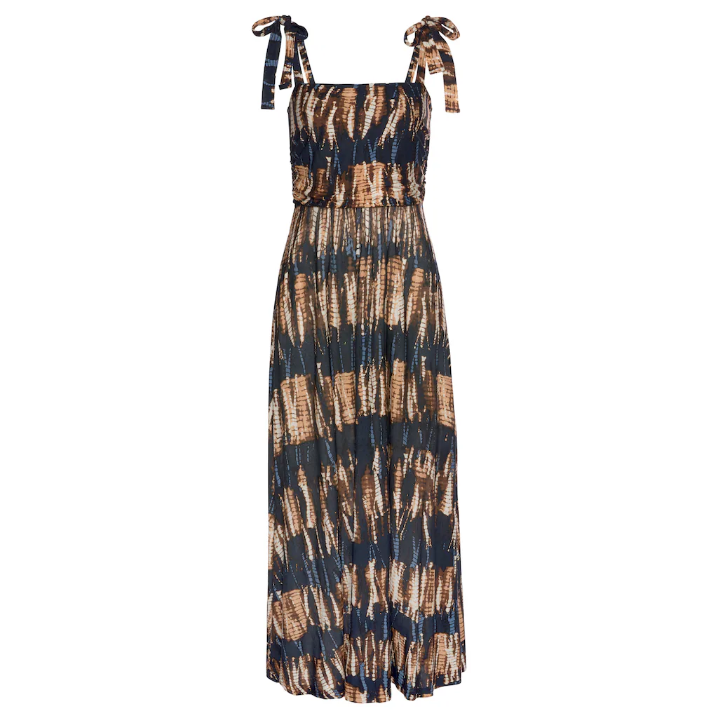 Buffalo Maxikleid mit Trägern zum Knoten im Alloverprint Sommerkleid Strandkleid Nur noch ein Tag übrig