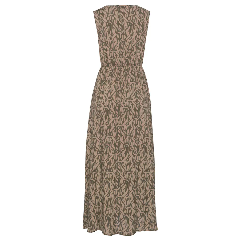 Buffalo Maxikleid im Alloverprint mit V-Ausschnitt und Schlitz Sommerkleid Strandkleid Fabrikladen