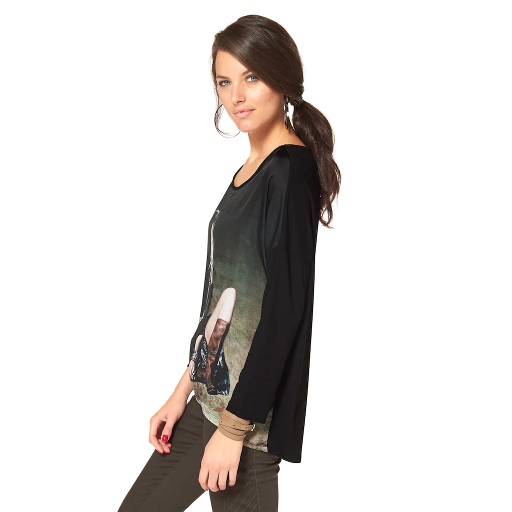 Aniston CASUAL Langarmshirt mit femininem Frontdruck Sonderangebot
