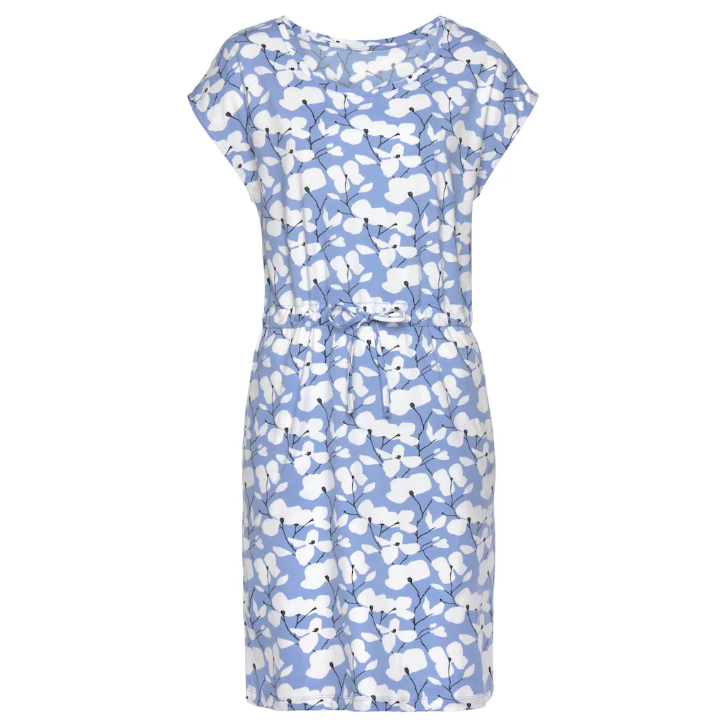 Beachtime Jerseykleid mit Blumenmuster und Taschen Sommerkleid aus Baumwoll-Mix Preisnachlass