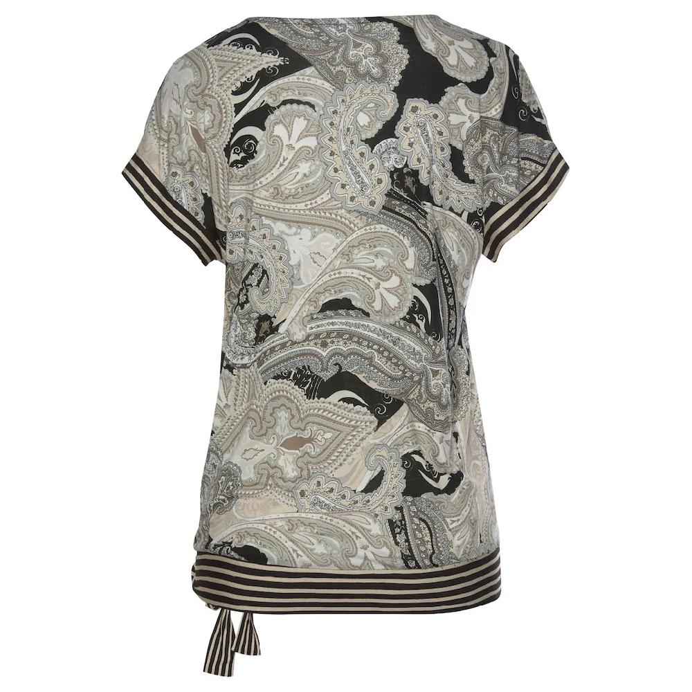 LASCANA Kurzarmshirt mit Paisleyprint und Schleifendetail V-Ausschnitt Blusenshirt Heißer Verkauf