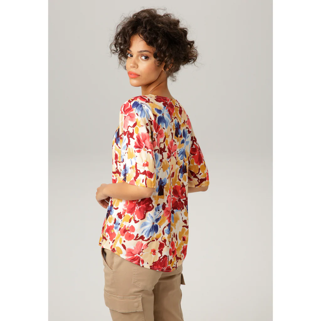 Aniston CASUAL Schlupfbluse mit farbintensiven Blüten bedruckt Top Angebot