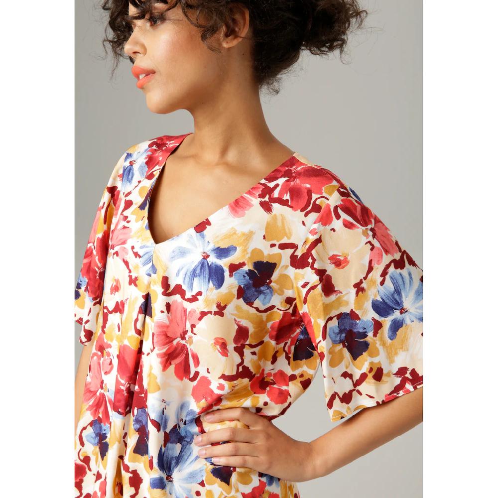Aniston CASUAL Schlupfbluse mit farbintensiven Blüten bedruckt Top Angebot