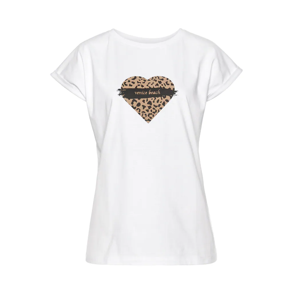 Venice Beach Kurzarmshirt mit Frontprint T-Shirt aus Baumwolle lockere Passform Neuheiten