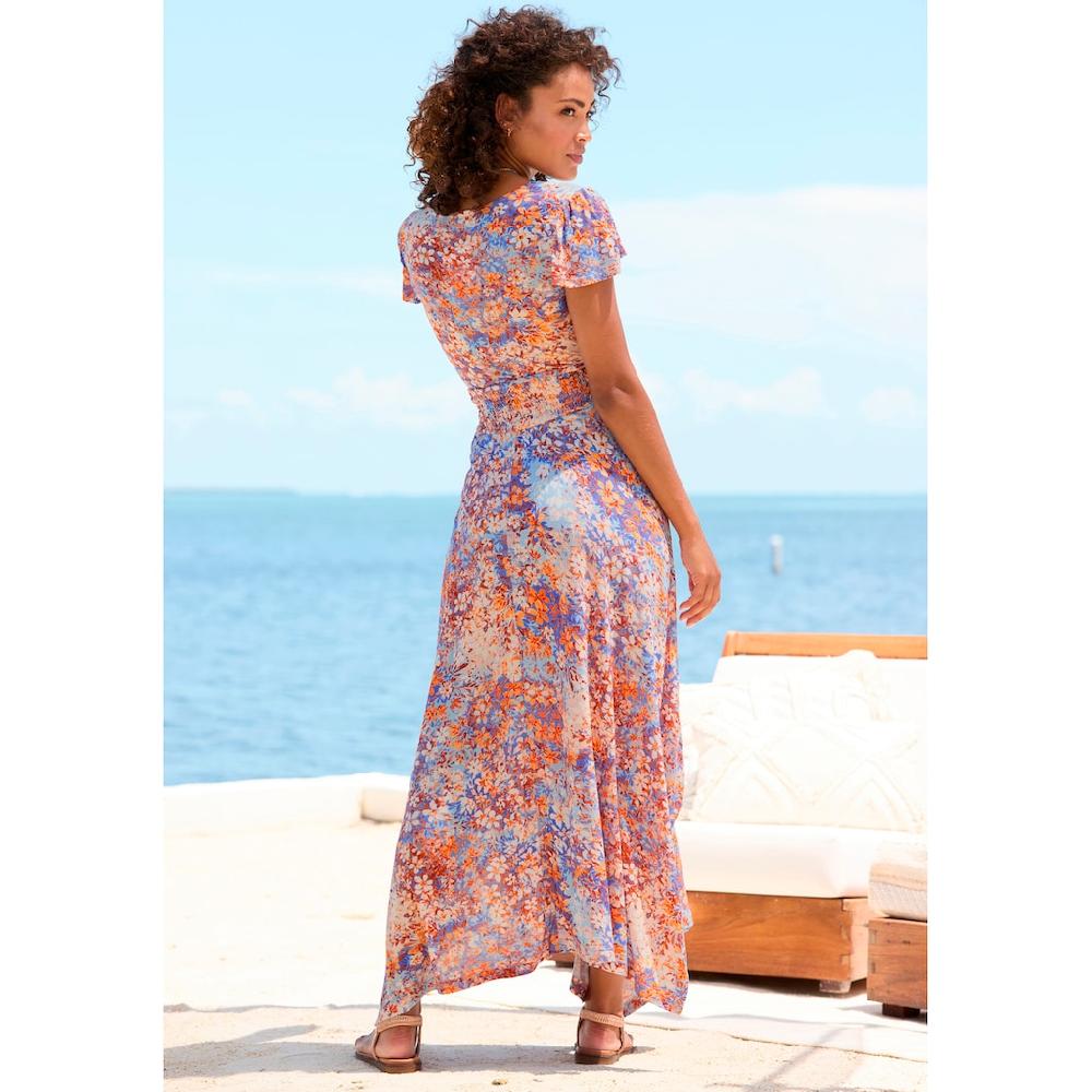 Buffalo Maxikleid mit asymmetrisch fallendem Saum Sommerkleid mit Alloverprint Sonderangebote