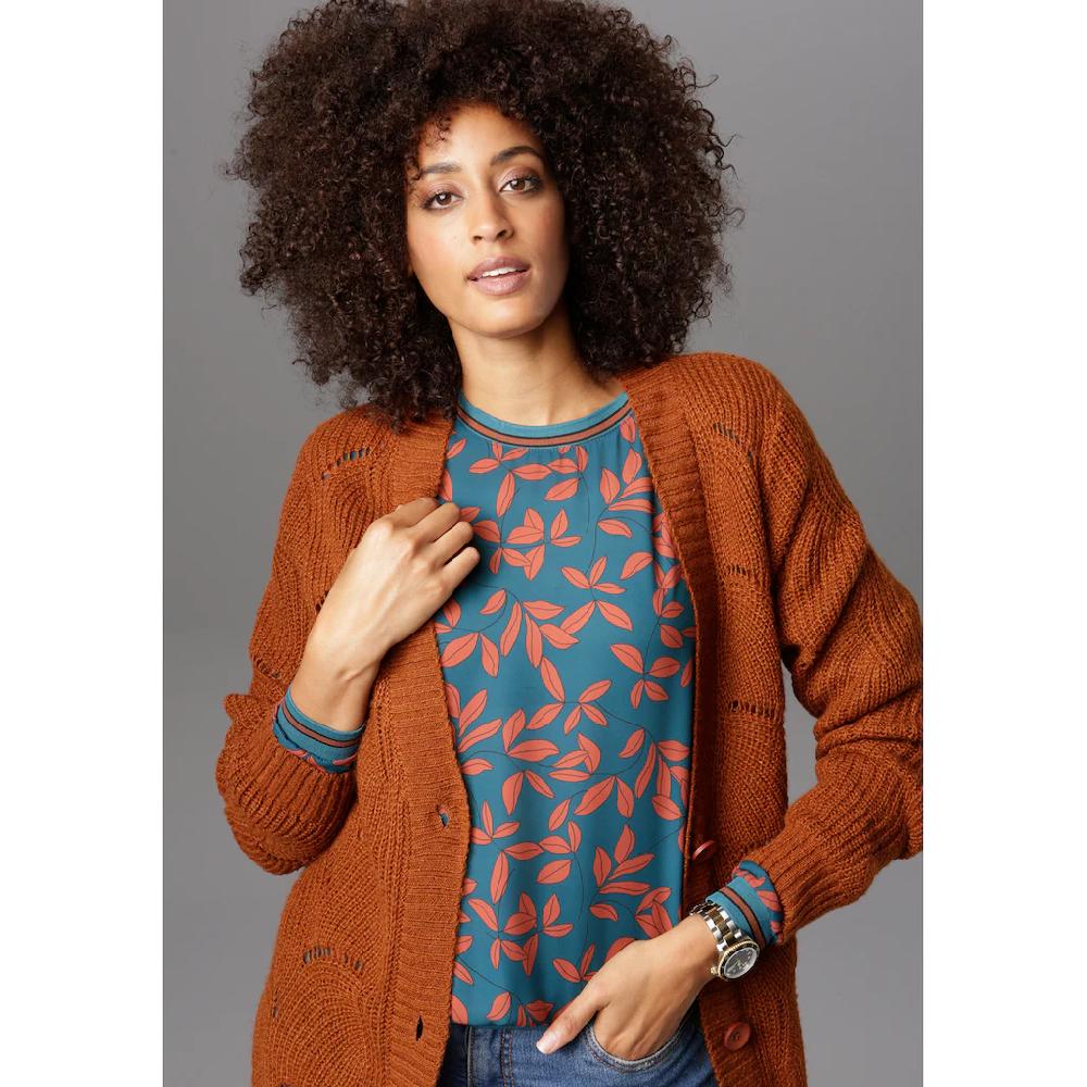 Aniston SELECTED Longstrickjacke mit Lochstrick-Muster Super Sparpreis
