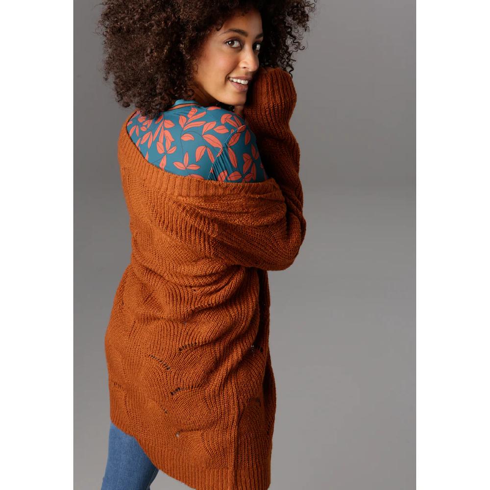 Aniston SELECTED Longstrickjacke mit Lochstrick-Muster Super Sparpreis