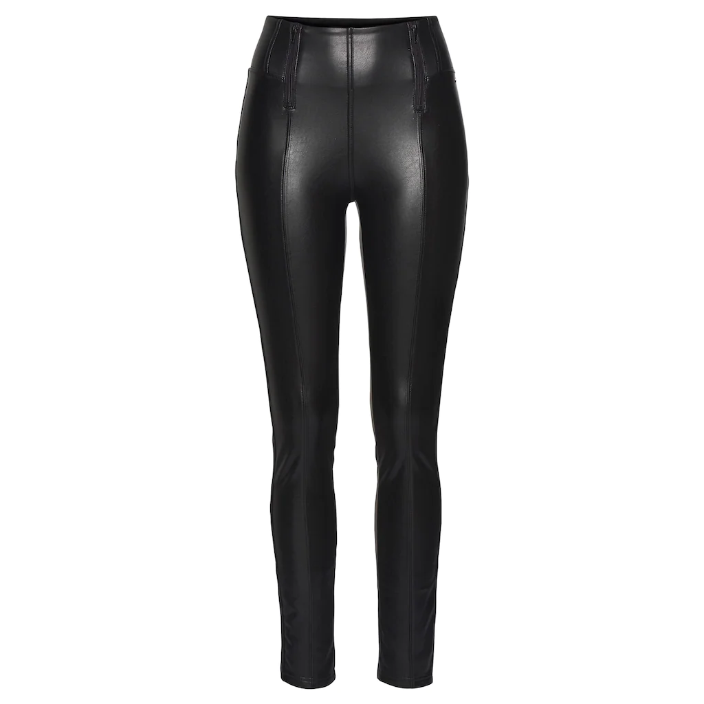 LASCANA Leggings in Lederoptik mit Reißverschlüssen Loungewear Sonderangebot der Fabrik
