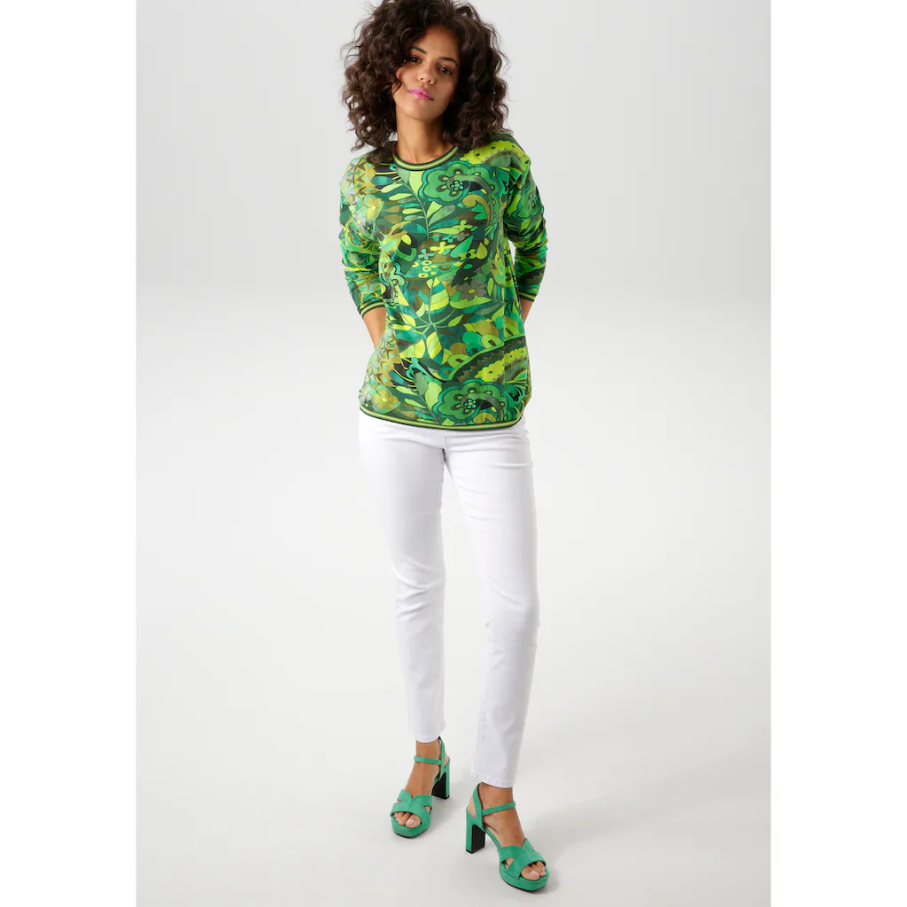 Aniston CASUAL Sweatshirt mit extravagantem Druck im Batik-Dessin - NEUE KOLLEKTON Clearance-Verkauf