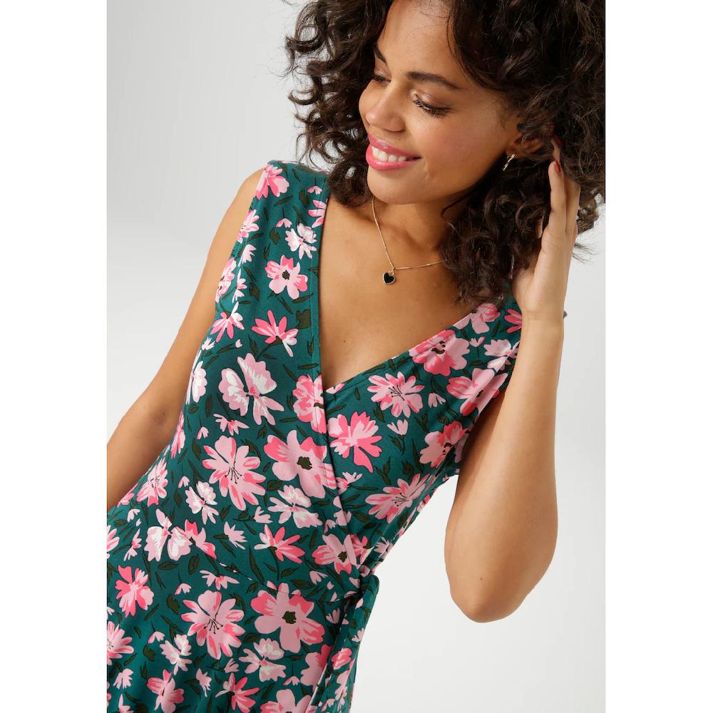 Aniston CASUAL Sommerkleid mit malerischen Blumendruck - jedes Teil ein Unikat - NEUE KOLLEKTION Begrenzt auf 3 Tage