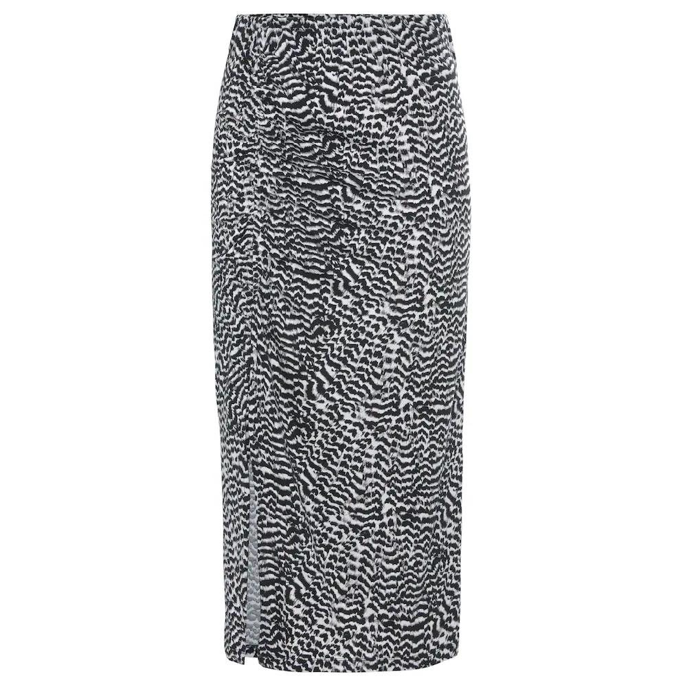 Vivance Midirock mit seitlicher Raffung und Schlitz Jerseyrock in Animalprint Auslauf