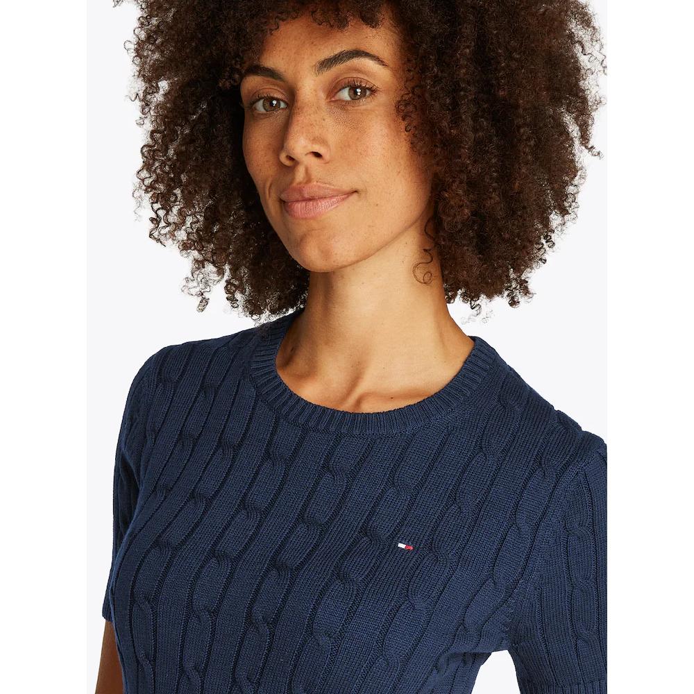 Tommy Hilfiger Kurzarmpullover »1985 CO MINI CABLE C-NK SS SWT« in tollem Strickmuster Günstiger Verkauf