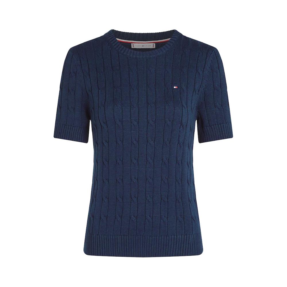 Tommy Hilfiger Kurzarmpullover »1985 CO MINI CABLE C-NK SS SWT« in tollem Strickmuster Günstiger Verkauf