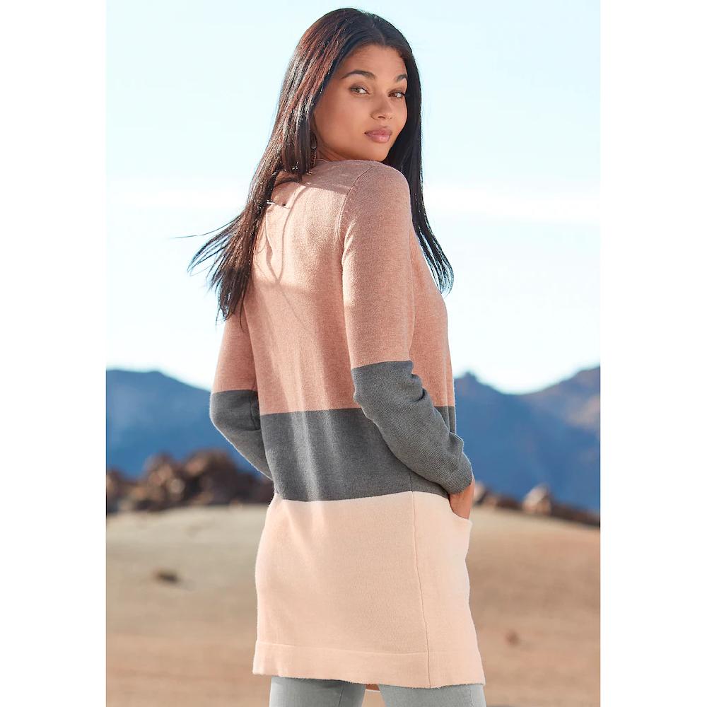 Vivance Cardigan mit Colorblock-Optik und Taschen lange Strickjacke Limitierter Zeitrabatt