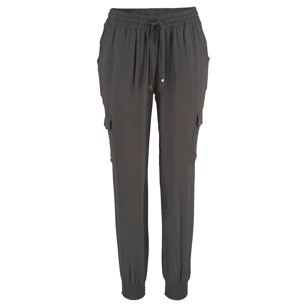 LASCANA Schlupfhose aus gewebter Viskose mit Taschen Stoffhose Cargohose Jubiläumsangebot