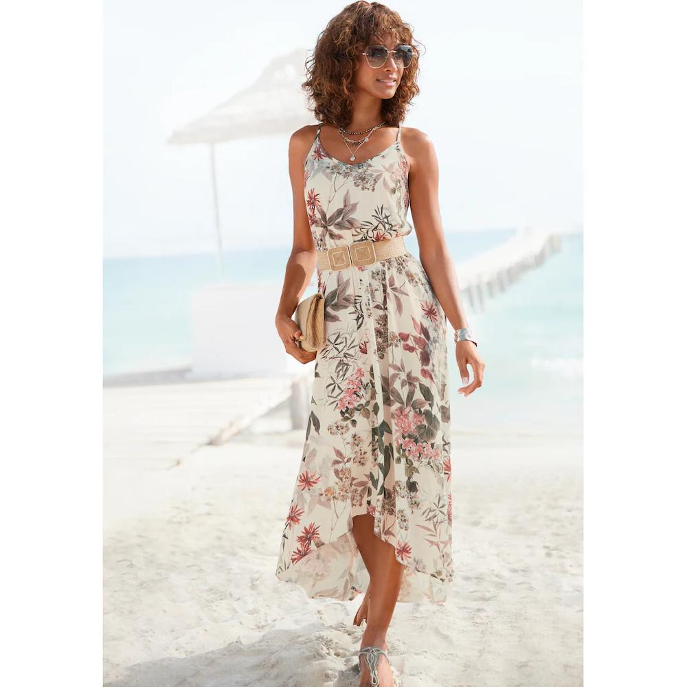 LASCANA Maxikleid mit Blumenprint leichtes Sommerkleid im Vokuhila-Stil Strandkleid Letzte 3 Tage