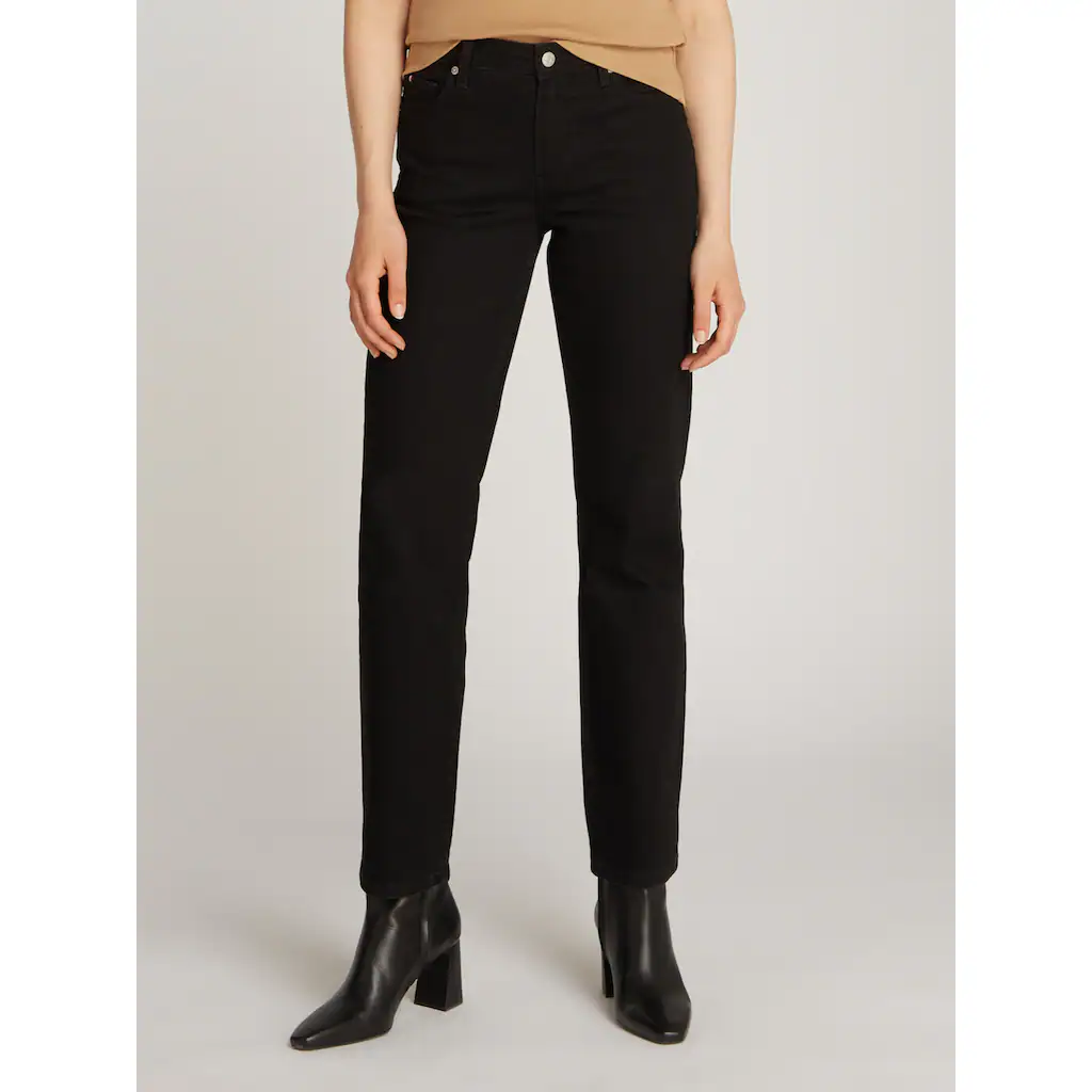 Tommy Hilfiger Straight-Jeans »CLASSIC STRAIGHT RW ECRU« mit Logo-Badge in Knöchellänge Neueste Stile