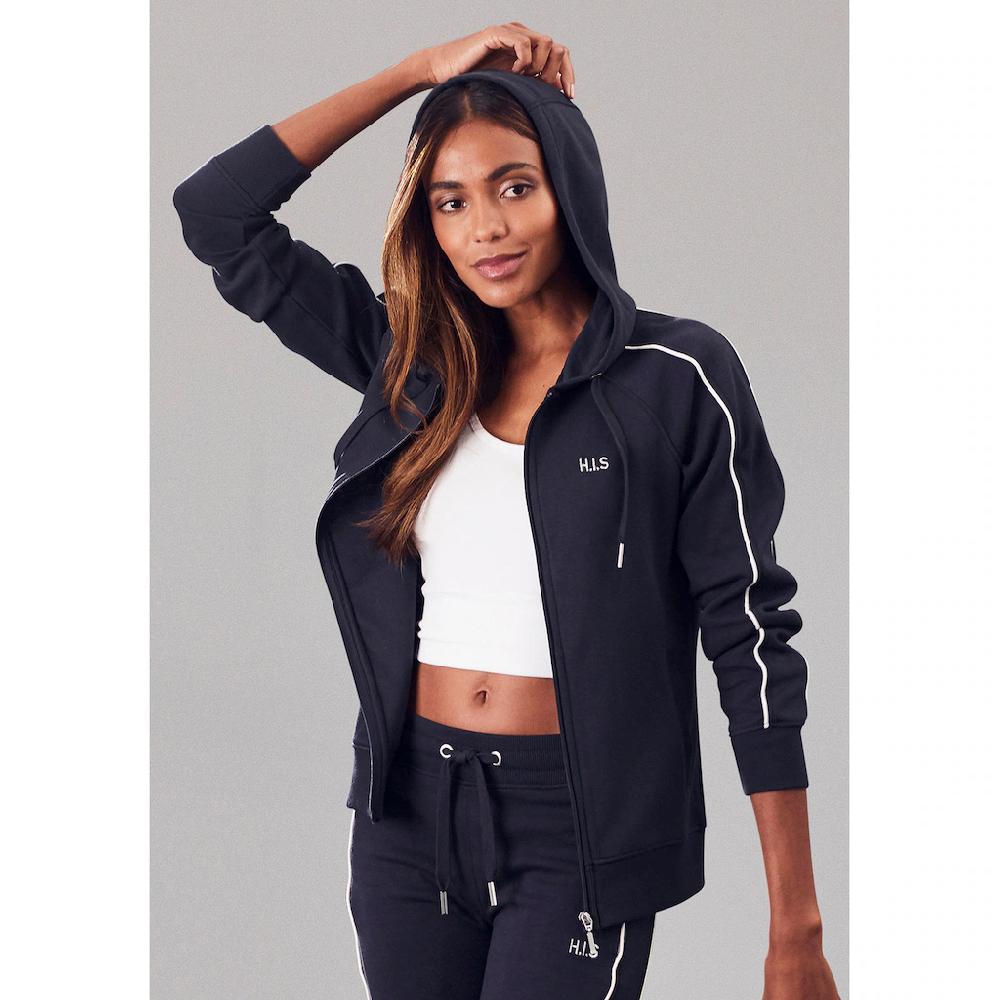 H.I.S Kapuzensweatjacke mit Piping an den Ärmeln Loungeanzug Nur noch ein Tag übrig