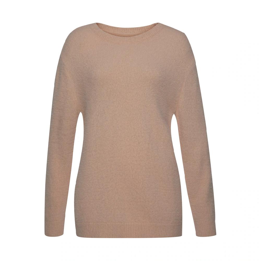 LASCANA Rundhalspullover mit Flausch-Effekt lockerer Damenpullover Basic Clearance-Verkauf