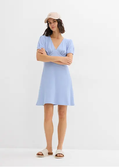 bonprix Shirtkleid aus reiner Baumwolle in Waffeloptik - blau Zeitbegrenzte Promotion