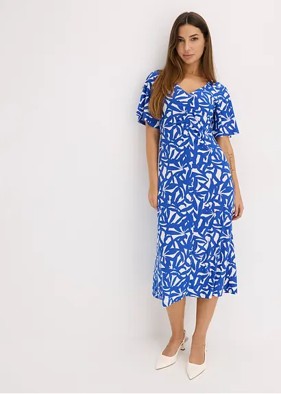 bonprix Schönes Sommerkleid mit weitfallenden Ärmeln und Smoke am Ausschnitt Bis zu 65% Rabatt