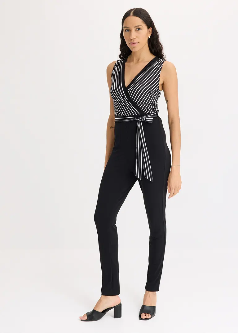 bonprix Zeitloser Jumpsuit mit Bindegürtel - schwarz - Damen Sonderangebot der Fabrik