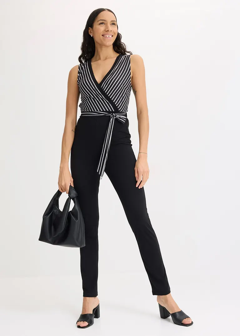 bonprix Zeitloser Jumpsuit mit Bindegürtel - schwarz - Damen Sonderangebot der Fabrik