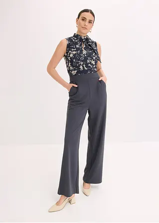 bonprix eleganter Jumpsuit mit Chiffon - blau - Damen Bis zu 55% Rabatt