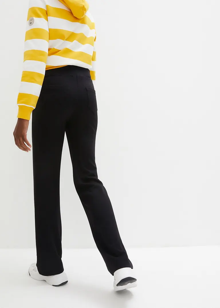 bonprix Ausgestellte Punto-Di-Roma Hose mit Bequembund - schwarz - Damen Super Rabatt