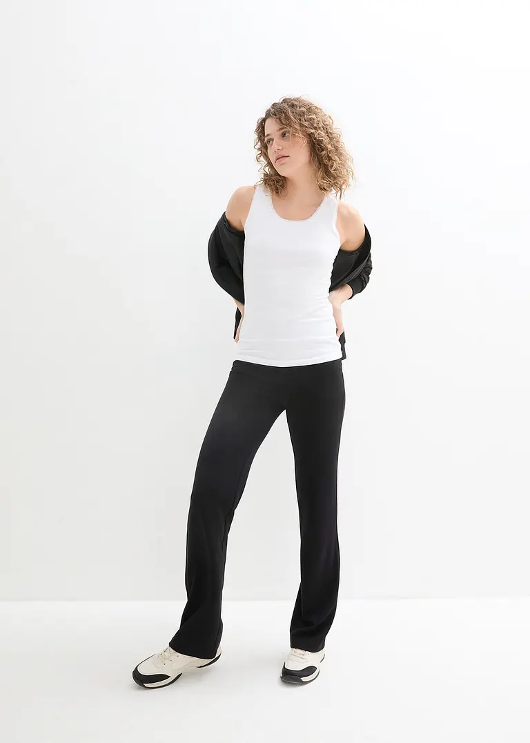 bonprix Ausgestellte Punto-Di-Roma Hose mit Bequembund - schwarz - Damen Super Rabatt