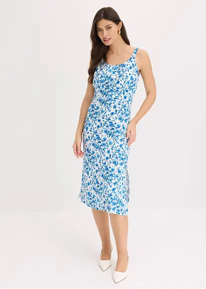 bonprix Sommerliches Blumenkleid mit dünnen Trägern - weiß Riesige Rabatte