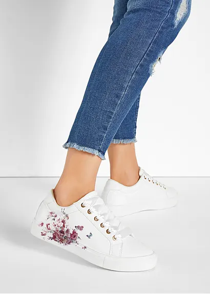 bonprix Süßer Sneaker mit Blumenprint - weiß - Damen Fabrikladen