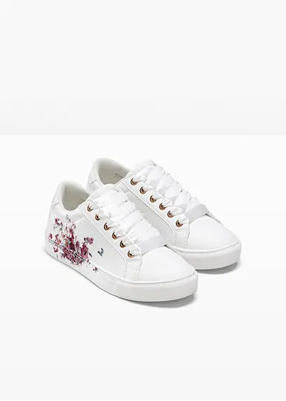 bonprix Süßer Sneaker mit Blumenprint - weiß - Damen Fabrikladen