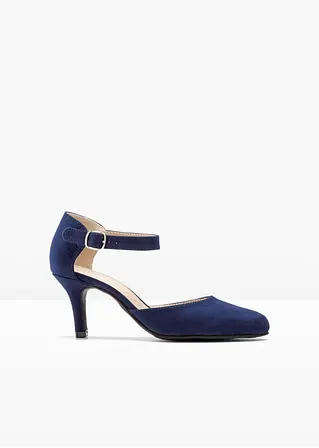bonprix Hübscher Spangenpumps in Velourslederoptik - blau