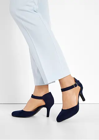 bonprix Hübscher Spangenpumps in Velourslederoptik - blau Outlet