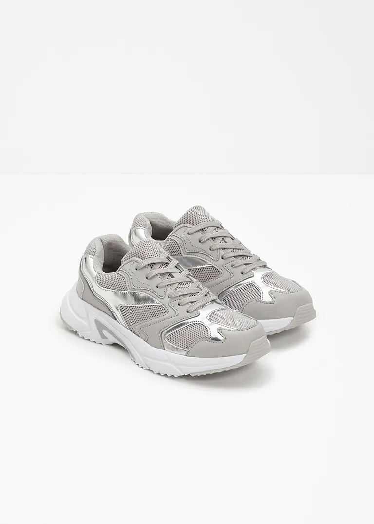 bonprix Sportlicher Chunky Sneaker mit Metallic Details - grau Verkauf