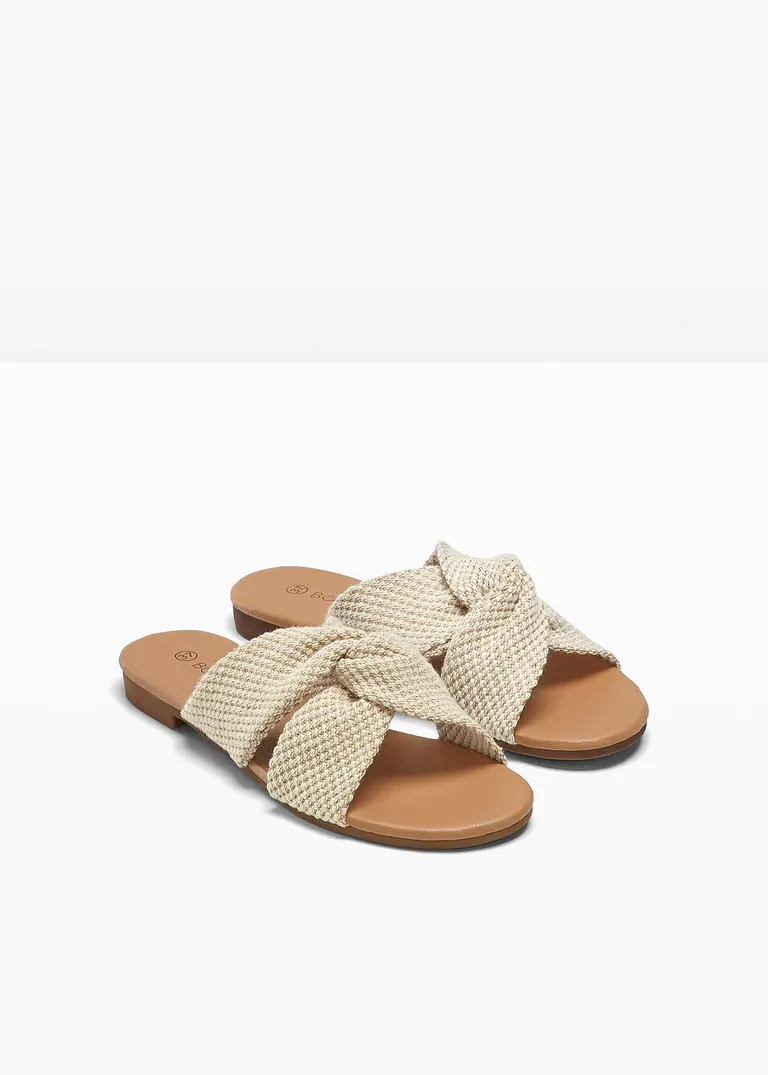 bonprix Sommerliche Pantolette mit Knotendetail - beige - Damen Blitzverkäufe