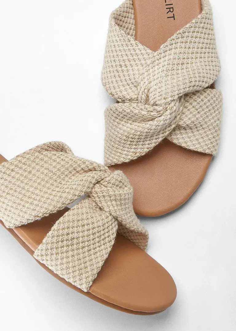 bonprix Sommerliche Pantolette mit Knotendetail - beige - Damen Blitzverkäufe