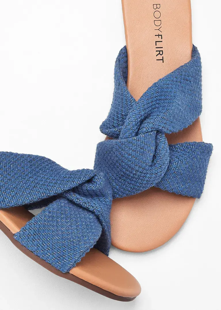 bonprix Sommerliche Pantolette mit Knotendetail - blau - Damen Kostenloser Versand