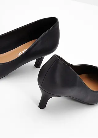 bonprix Modische Pumps in Leder-Optik - schwarz - Damen Günstig kaufen