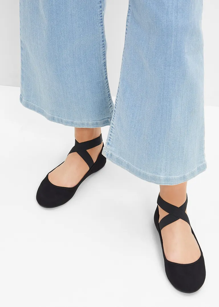 bonprix Schöner Ballerina von RAINBOW mit elastischen Bändern - schwarz Versandkostenfrei