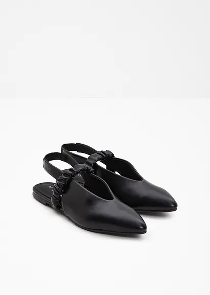 bonprix Modische Sling Ballerina mit Raffung - schwarz - Damen Preisnachlass