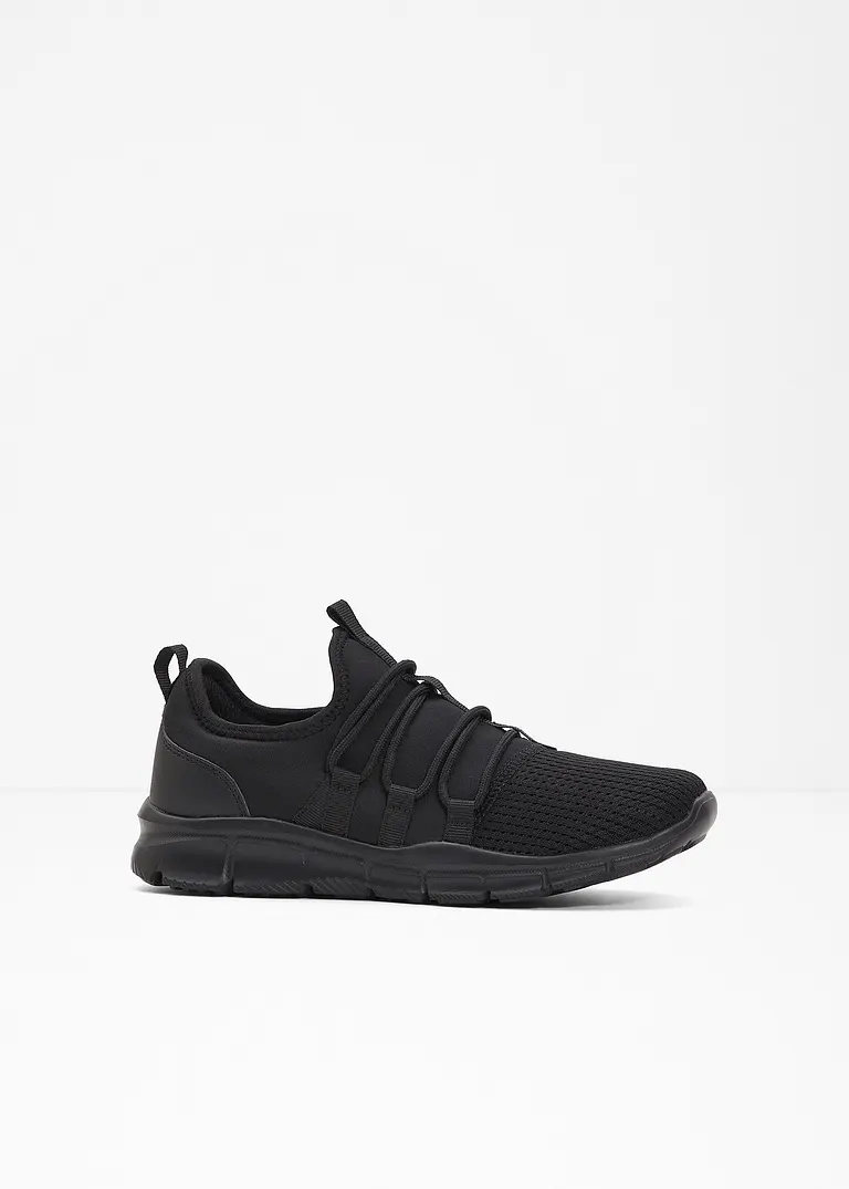 bonprix Sportlicher Sneaker mit einer aufgesetzten Schnürung - schwarz